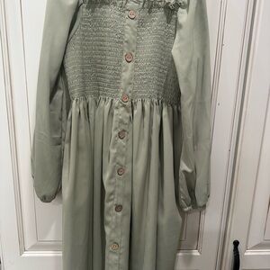Girls’ Green Button-Down Dress